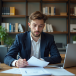 Jeune analyste financier en bureau moderne