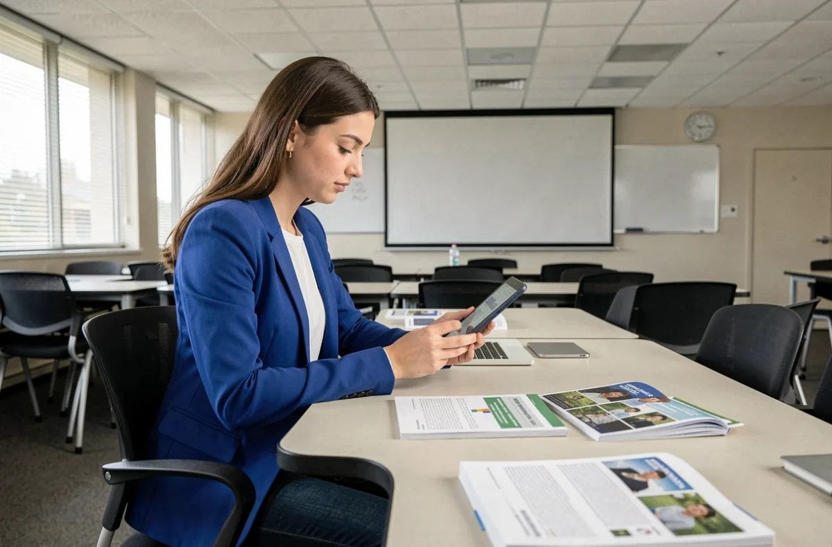 Étudiante en alternance travaillant sur sa formation au Cerfal Paris