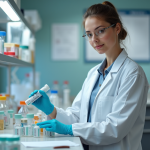 Femme scientifique en laboratoire triant des échantillons