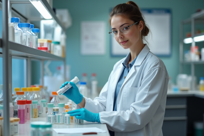 Femme scientifique en laboratoire triant des échantillons
