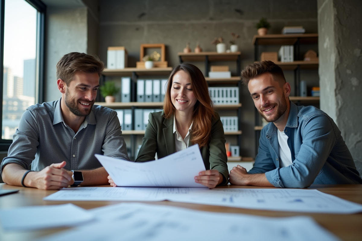 Groupe de professionnels en réunion dans un bureau moderne