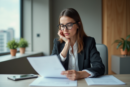 Jeune femme d'affaires en réunion dans un bureau moderne
