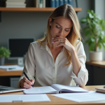 Femme d'affaires concentrée dans un bureau moderne