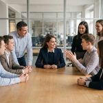 Groupe de professionnels divers en réunion de bureau