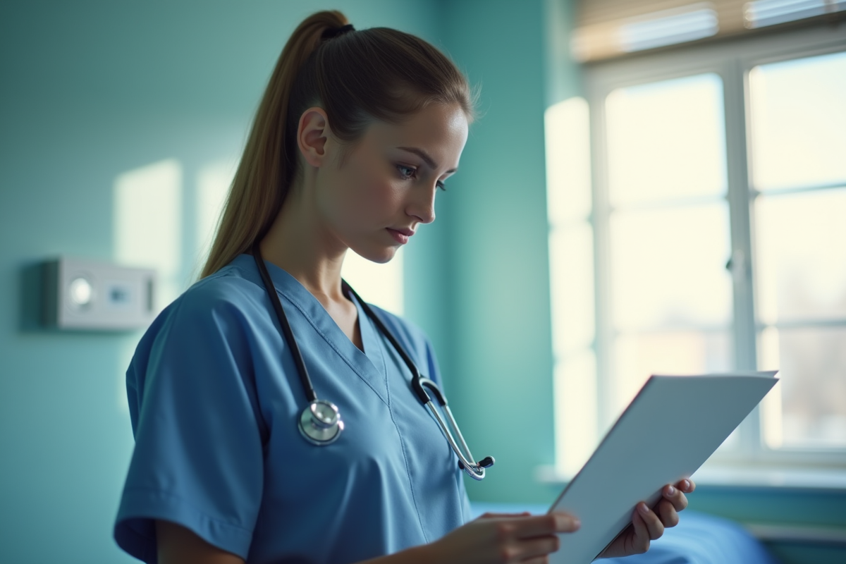 Infirmière en salle d hospital examinent un patient