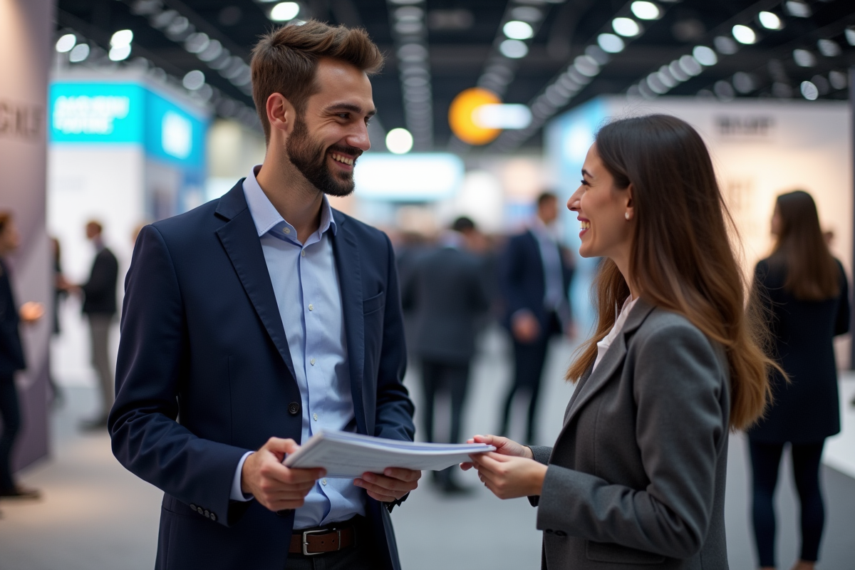 Jeune entrepreneur présentant un catalogue lors d