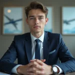 Jeune homme en costume lors d'un entretien professionnel