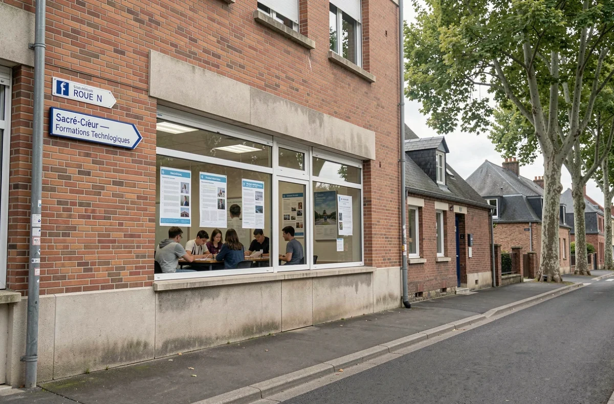 Lycée Sacré-Cœur à Rouen dans sa filière technologique, avec des élèves en atelier