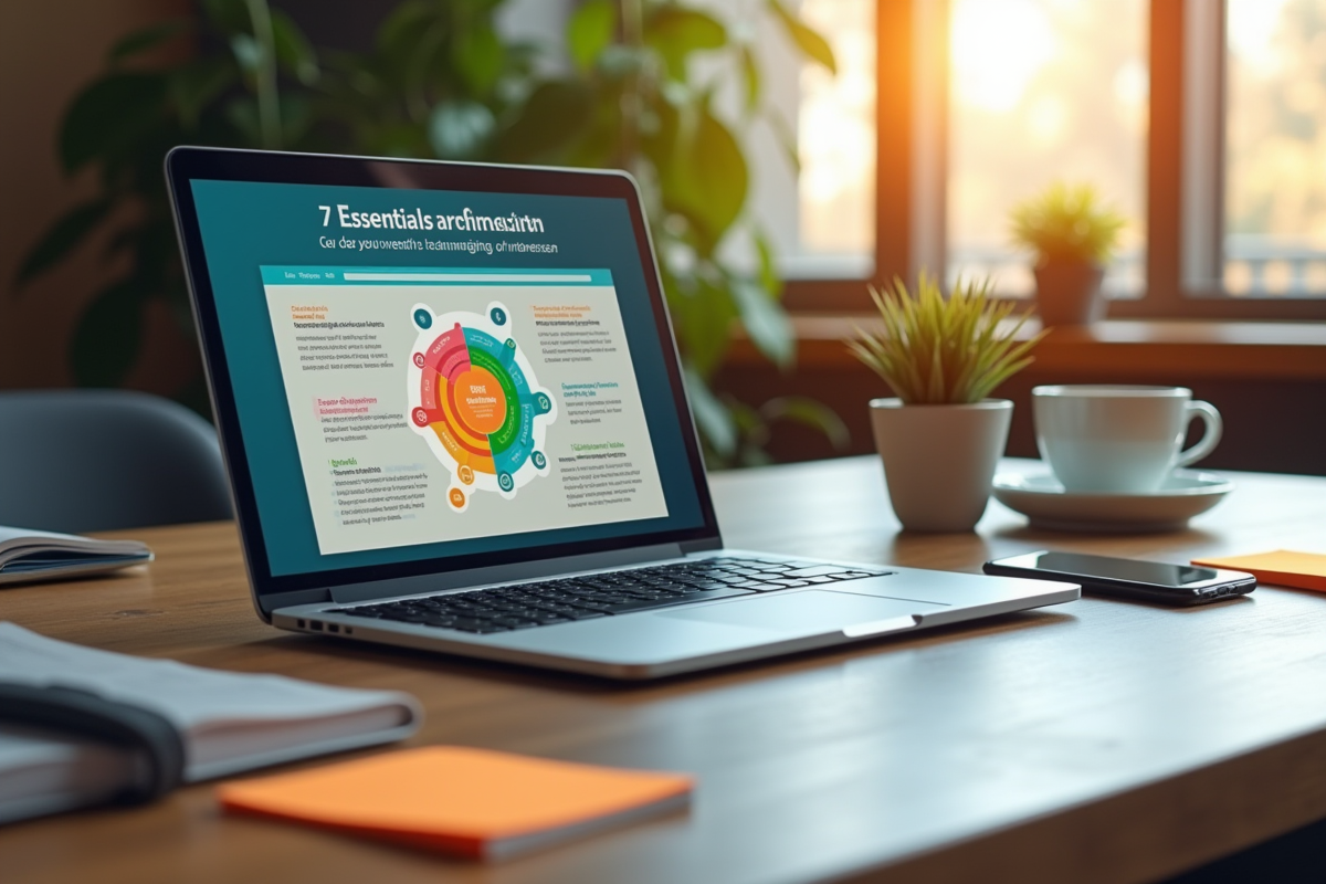 Ordinateur portable avec infographie sur la communication